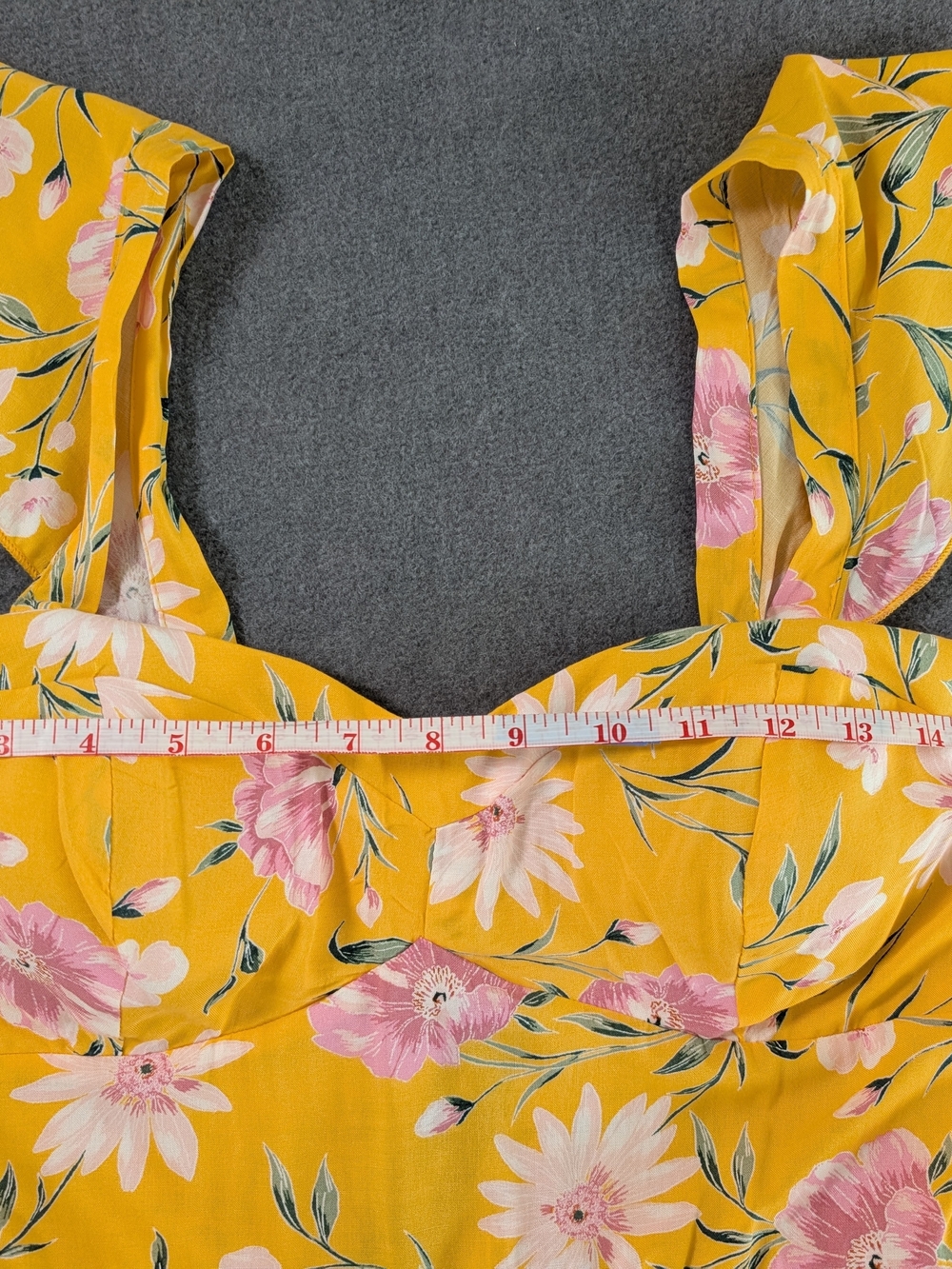 NWT As U Wish Yellow Floral High Low Dress Size L Smocked - Picture 7 of 12